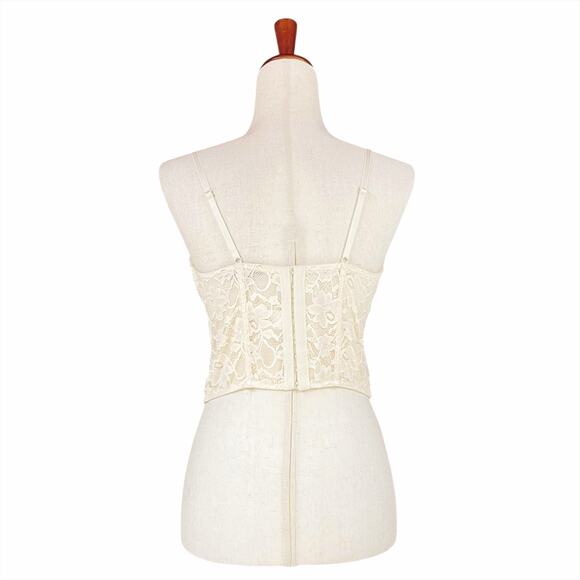KENDALL & KYLIE Midnight Lover Lace Corset Top in Sand (Cream/Ivory) Size L - Picture 5 of 8